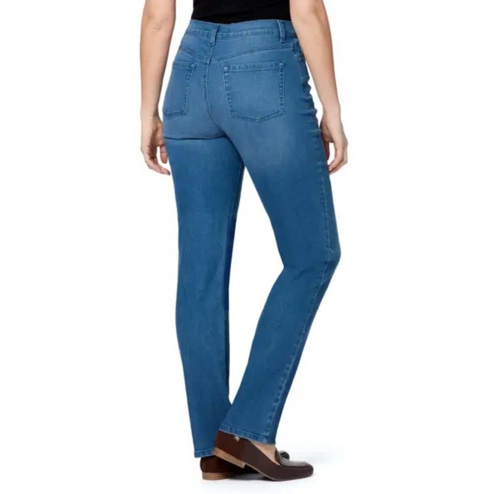 Gloria Vanderbilt Cotton Spandex Blue High Waist Straight Jeans WM's 14S EUC